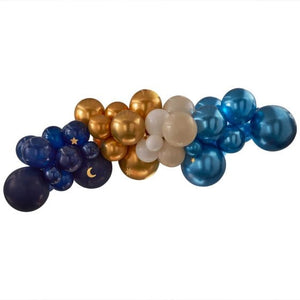 Balloon - Plain Latex Eid Navy, Gold & White Balloon Garland with Moons & Stars 80pk