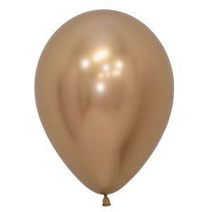 Amscan_OO Balloon - Plain Latex Metallic Reflex Gold Latex Balloons 30cm 12pk