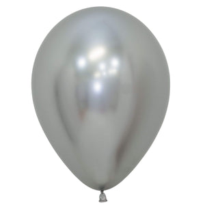 Amscan_OO Balloon - Plain Latex Metallic Reflex Silver Latex Balloons 30cm 12pk