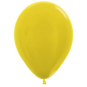 Amscan_OO Balloon - Plain Latex Metallic Yellow Latex Balloons 30cm 100pk