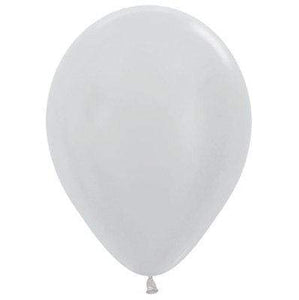 Amscan_OO Balloon - Plain Latex Satin Pearl Silver Latex Balloons 30cm 25pk