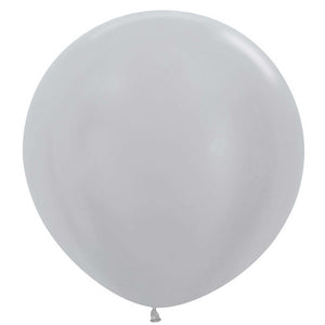 Amscan_OO Balloon - Plain Latex Silver Caribbean Blue Latex Balloons 60cm 3pk