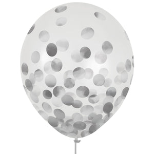 Amscan_OO Balloon - Plain Latex Silver Confetti Latex Balloon 30cm 6pk