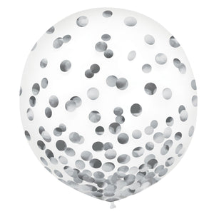 Amscan_OO Balloon - Plain Latex Silver Confetti Latex Balloon 60cm 2pk