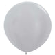 Amscan_OO Balloon - Plain Latex Silver Green Latex Balloons 60cm 3pk