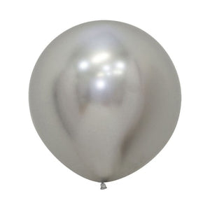 Balloon - Plain Latex Silver Metallic Reflex Latex Balloons 60cm 3pk