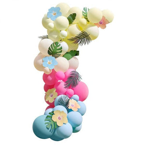 Balloon - Plain Latex Tiki Tropics Hawaiian Tiki Balloon Arch with Tropical Flowers & Foliage