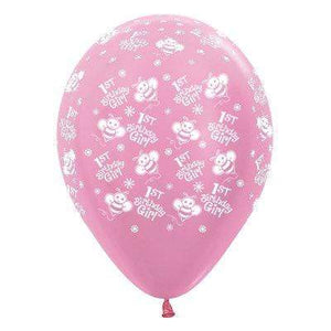 Amscan_OO Balloon - Printed Latex 1st Birthday Girl Bumble Bee's Satin Pearl Pink Latex Balloon 30cm 25pk