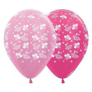 Amscan_OO Balloon - Printed Latex 1st Birthday Girl Bumble Bee's Satin Pearl Pink & Metallic Fuchsia Latex Balloon 30cm 25pk