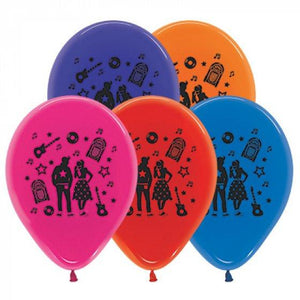 Amscan_OO Balloon - Printed Latex 50's Rock & Roll Theme Crystal Assorted Latex Balloons 30cm 25pk