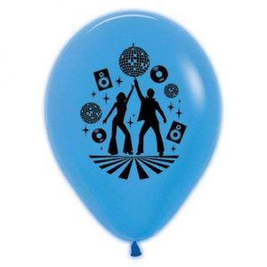 Amscan_OO Balloon - Printed Latex 70's Disco Theme Neon Blue Latex Balloons 30cm 6pk