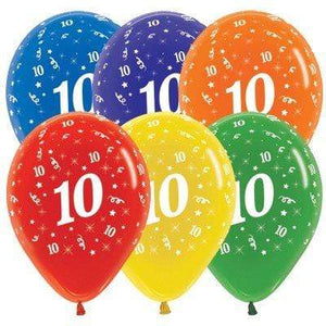 Amscan_OO Balloon - Printed Latex Age 10 Crystal Assorted Latex Balloons 30cm 25pk