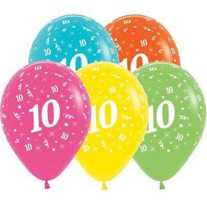 Amscan_OO Balloon - Printed Latex Age 10 Tropical Assorted Latex Balloons 30cm 25pk