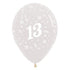 Age 13 Crystal Clear Latex Balloons 30cm 25pk
