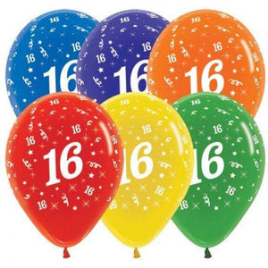 Amscan_OO Balloon - Printed Latex Age 16 Crystal Assorted Latex Balloon 30cm 25pk