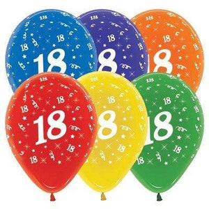 Amscan_OO Balloon - Printed Latex Age 18 Crystal Assorted Latex Balloon 30cm 25pk