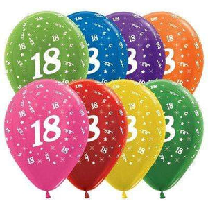 Amscan_OO Balloon - Printed Latex Age 18 Metallic Assorted Latex Balloon 30cm 25pk