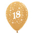 Age 18 Metallic Gold Latex Balloon 30cm 6pk