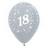 Age 18 Satin Pearl Silver Latex Balloon 30cm 25pk