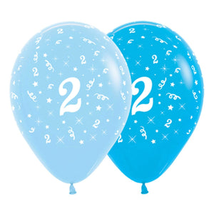 Amscan_OO Balloon - Printed Latex Age 2 Fashion Blue & Royal Blue Latex Balloons 30cm 6pk