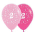 Age 2 Fashion Pink Assorted Latex Balloons 30cm 6pk