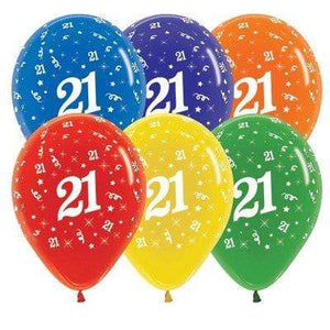 Amscan_OO Balloon - Printed Latex Age 21 Crystal Assorted Latex Balloon 30cm 25pk