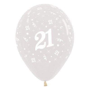 Amscan_OO Balloon - Printed Latex Age 21 Crystal Clear Latex Balloon 30cm 25pk