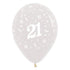 Age 21 Crystal Clear Latex Balloon 30cm 6pk