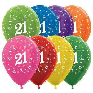 Amscan_OO Balloon - Printed Latex Age 21 Metallic Assorted Latex Balloon 30cm 25pk