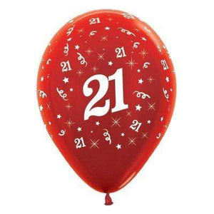 Amscan_OO Balloon - Printed Latex Age 21 Metallic Red Latex Balloon 30cm 25pk