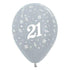 Age 21 Satin Pearl Silver Latex Balloon 30cm 25pk