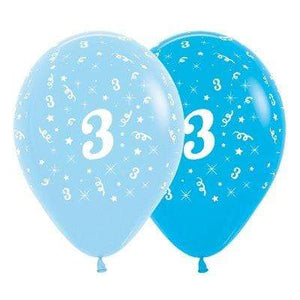 Amscan_OO Balloon - Printed Latex Age 3 Fashion Blue & Royal Blue Latex Balloons 30cm 6pk