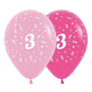 Amscan_OO Balloon - Printed Latex Age 3 Fashion Pink  Assorted Latex Balloons 30cm 6pk