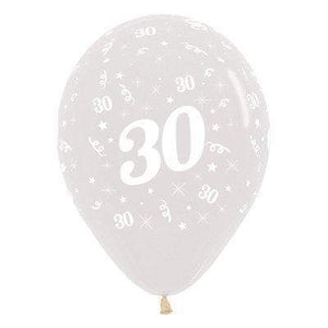 Amscan_OO Balloon - Printed Latex Age 30 Crystal Clear Latex Balloon 30cm 25pk