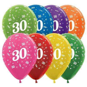 Amscan_OO Balloon - Printed Latex Age 30 Metallic Assorted Latex Balloon 30cm 25pk