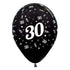 Age 30 Metallic Black Latex Balloon 30cm 25pk