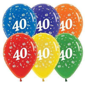 Amscan_OO Balloon - Printed Latex Age 40 Crystal Assorted Latex Balloon 30cm 25pk