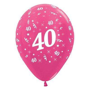 Amscan_OO Balloon - Printed Latex Age 40 Metallic Fuchsia Latex Balloon 30cm 25pk