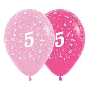 Amscan_OO Balloon - Printed Latex Age 5 Fashion Pink Assorted Latex Balloons 30cm 6pk