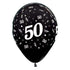 Age 50 Metallic Black Latex Balloon 30cm 6pk