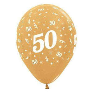 Amscan_OO Balloon - Printed Latex Age 50 Metallic Gold Latex Balloon 30cm 25pk