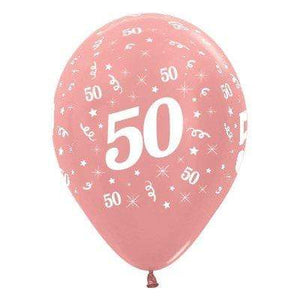 Amscan_OO Balloon - Printed Latex Age 50 Metallic Rose Gold Latex Balloon 30cm 25pk