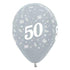 Age 50 Satin Pearl Silver Latex Balloon 30cm 6pk
