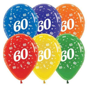 Amscan_OO Balloon - Printed Latex Age 60 Crystal Assorted Latex Balloon 30cm 25pk