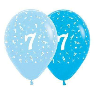 Amscan_OO Balloon - Printed Latex Age 7 Fashion Blue & Royal Blue Latex Balloons 30cm 6pk