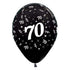 Age 70 Metallic Black Latex Balloon 30cm 25pk
