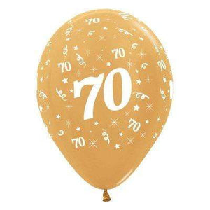 Amscan_OO Balloon - Printed Latex Age 70 Metallic Gold Latex Balloon 30cm 25pk