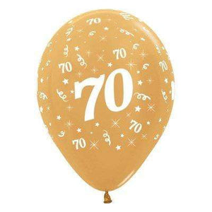 Amscan_OO Balloon - Printed Latex Age 70 Metallic Gold Latex Balloon 30cm 6pk