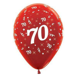 Amscan_OO Balloon - Printed Latex Age 70 Metallic Red Latex Balloon 30cm 25pk