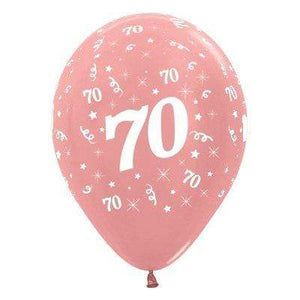 Amscan_OO Balloon - Printed Latex Age 70 Metallic Rose Gold Latex Balloon 30cm 25pk